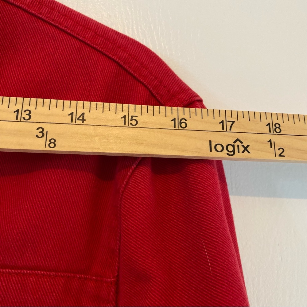 Vtg Newport News Jeanology Long Red Button-Front Denim Coat Dress Patriotic 12 - Picture 7 of 12